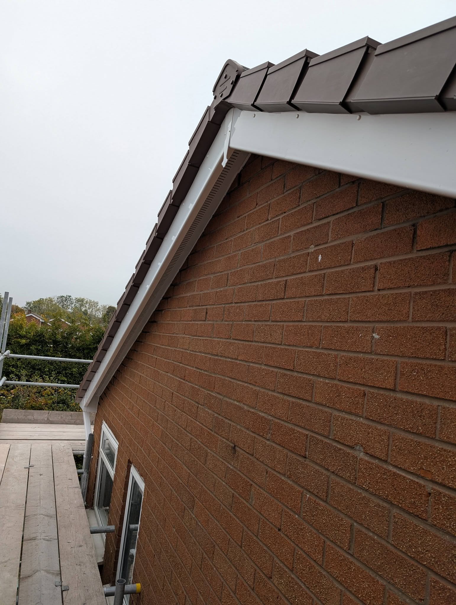 New white fascia on gable end, Acton, Wrexham