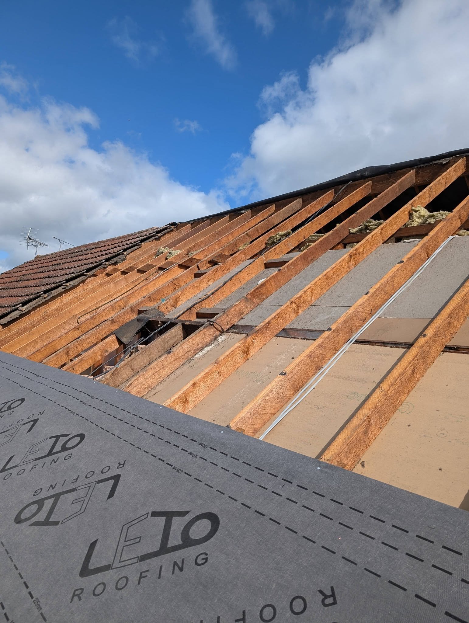 New breathable roofing membrane installed, Borras, Wrexham