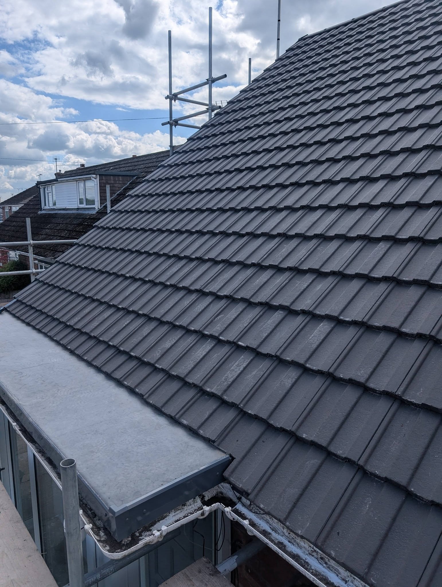 Completed roof with new EPDM rubber porch canopy, Borras, Wrexham