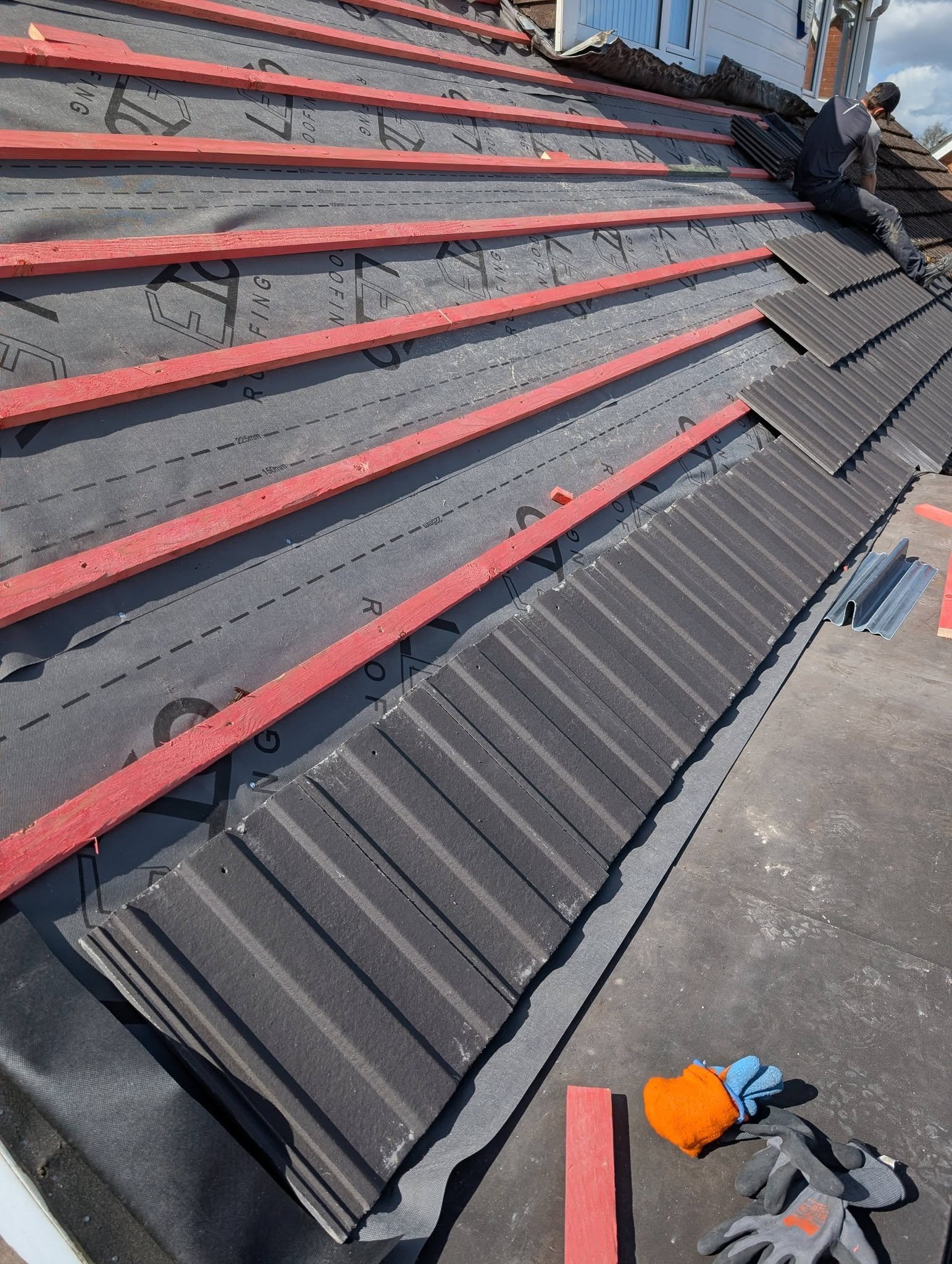 New membrane and treated timber battens, Wrexham