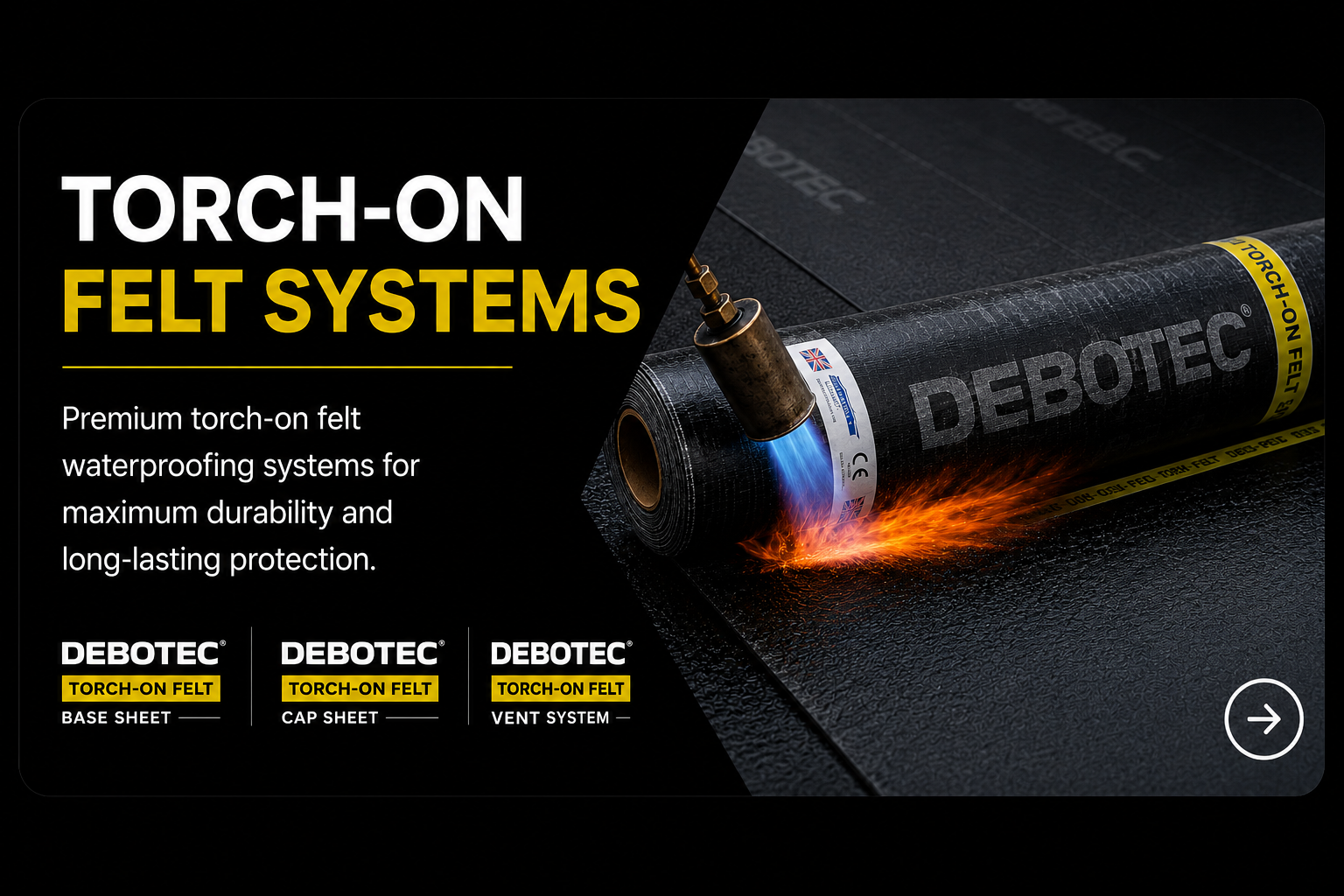 Debotec Lazer Gold torch-on felt roofing system